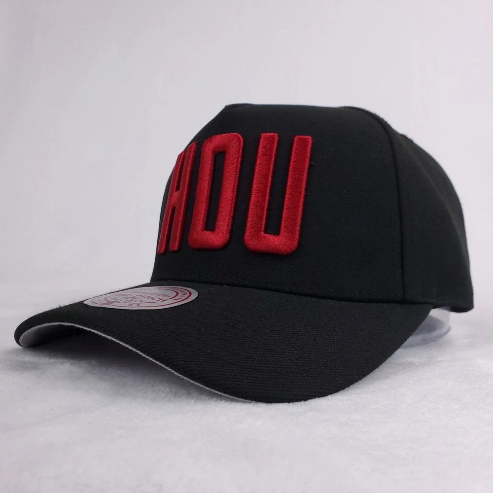 Houston Rockets Mitchell & Ness NBA Pro Fit Snapback Hat Cap 3D Logo Black NWT‎